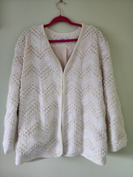 English Factory Sweaters - English Factory Cream Textured Cardigan Jacket